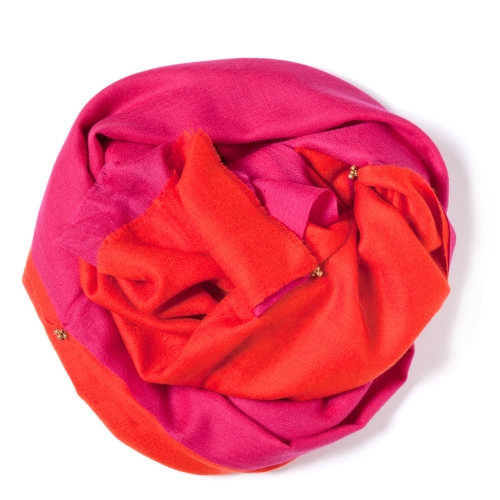 Orange and pink Pashmina <p>sawn together with golden bells</p>