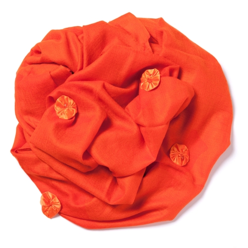 Bright orange Pashmina  with bright orange satin bundles 