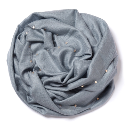 Silver grey Pashmina  with little silver stars on the edges