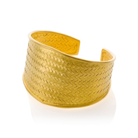 18K yellow gold braided cuff