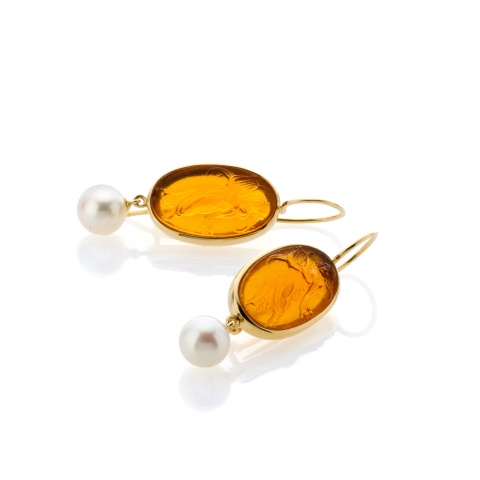 18K yellow gold ear pendants 