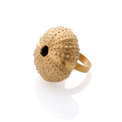 18K yellow gold sea urchin finger ring