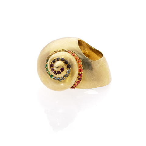18K yellow gold snail-fingerring 