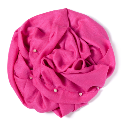 Pink Pashmina  with silver Swarovski-stone balls attached along the width