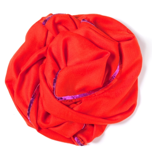 Orange Pashmina  with a hot pink sequence border