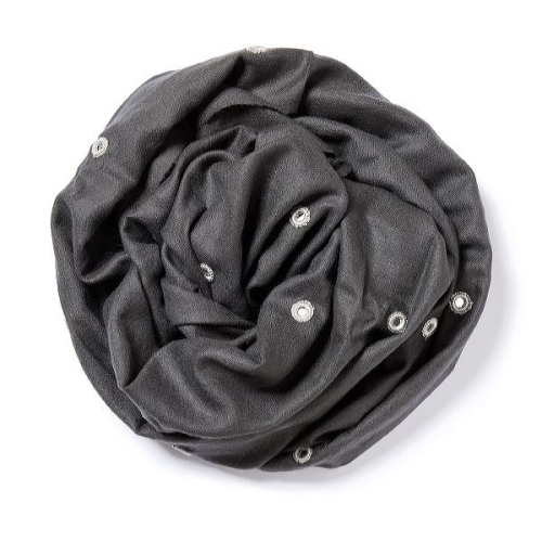 Dark grey Pashmina  with little silver mirrors scattered all over